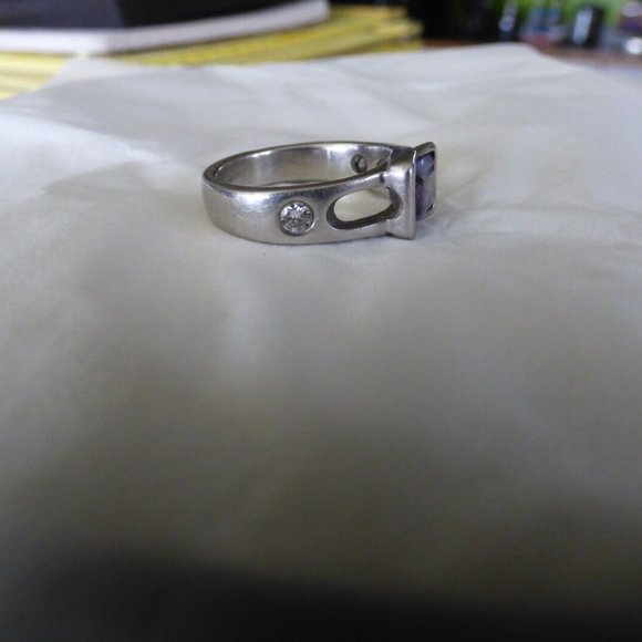 OOAK ARTISAN PLATINUM ALEXANDRITE MOISSANITE OPEN SHOULDER MEN PINKY RING 7.5 - Picture 2 of 14